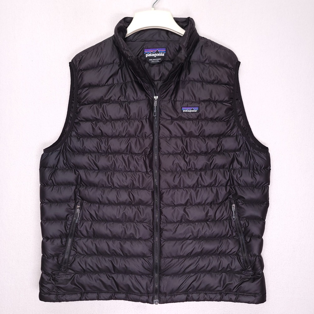 Patagonia Mens Down Sweater Vest Black XXL Puffer 84622 Full Zip Fill Down